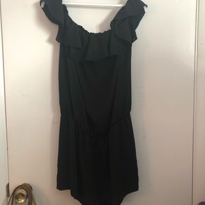 Amanda Uprichard Black Off the Shoulder Romper